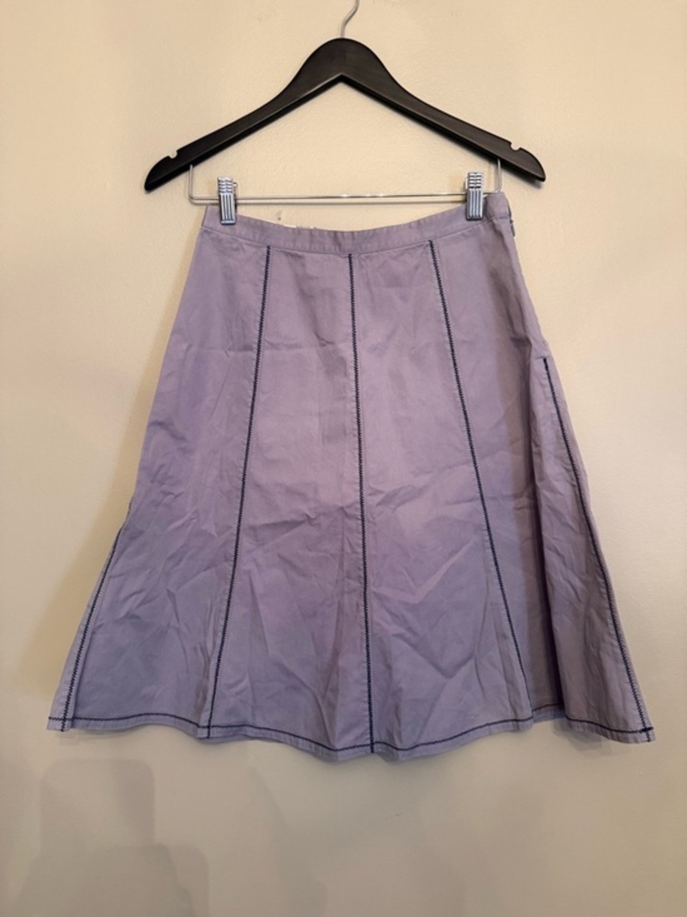 Horny Toad Paneled A-Line Skirt ZigZag Stitch Cotton Tencel Lavender 4